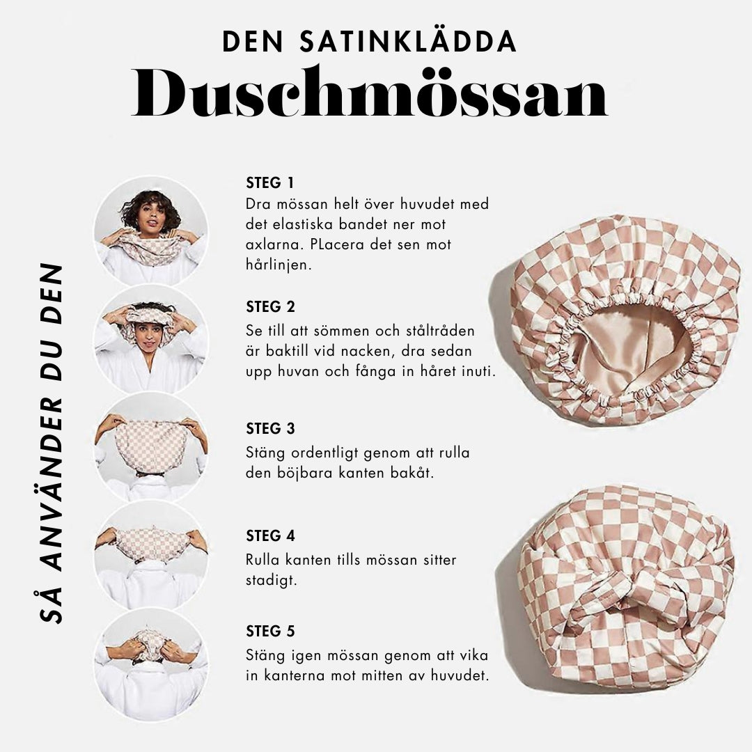 Satinklädd Duschmössa │ Justerbar Förslutning